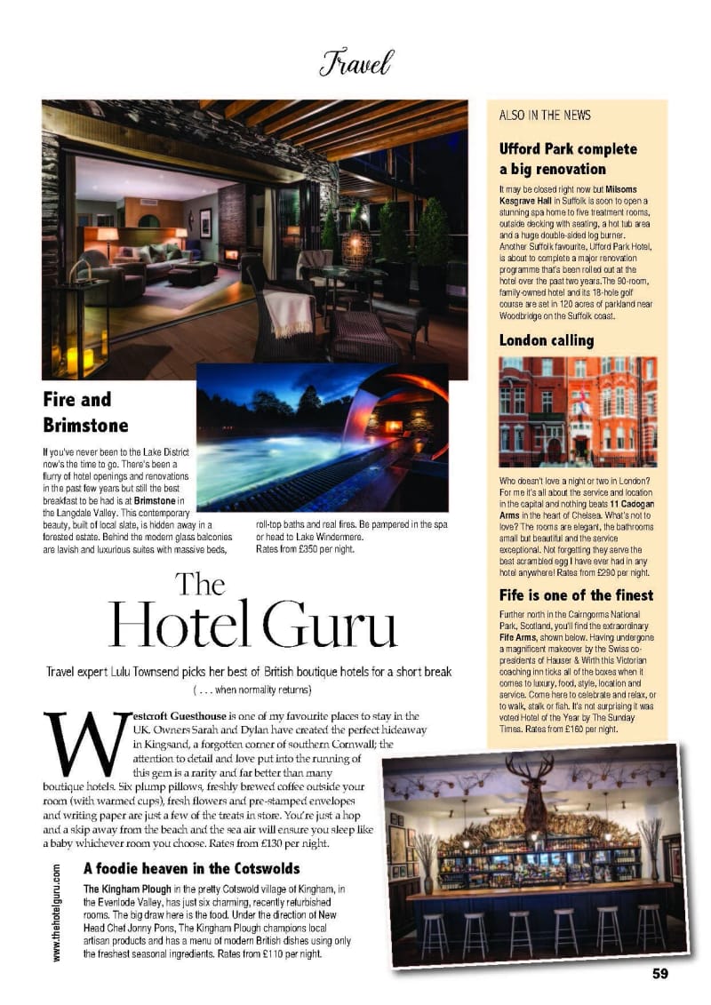 Best of British Boutique Hotels, Bury & West Suffolk, April 2020