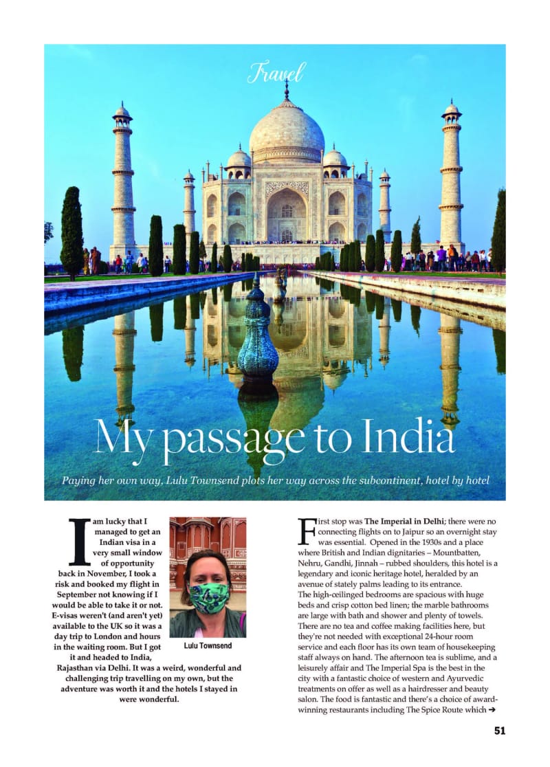 A Passage to India, covering Lulu’s trip to Delhi and Rajasthan, with the Taj Mahal
