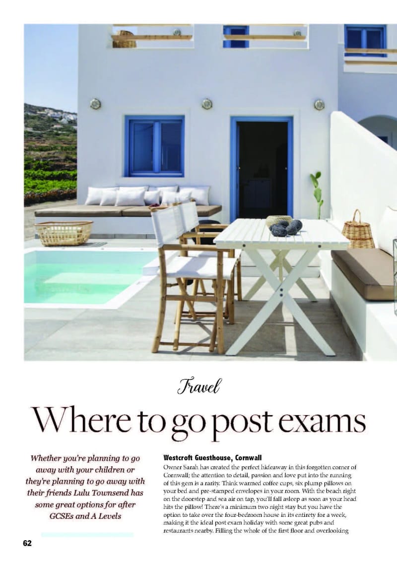 Where to go post exams, opening page of the travel piece