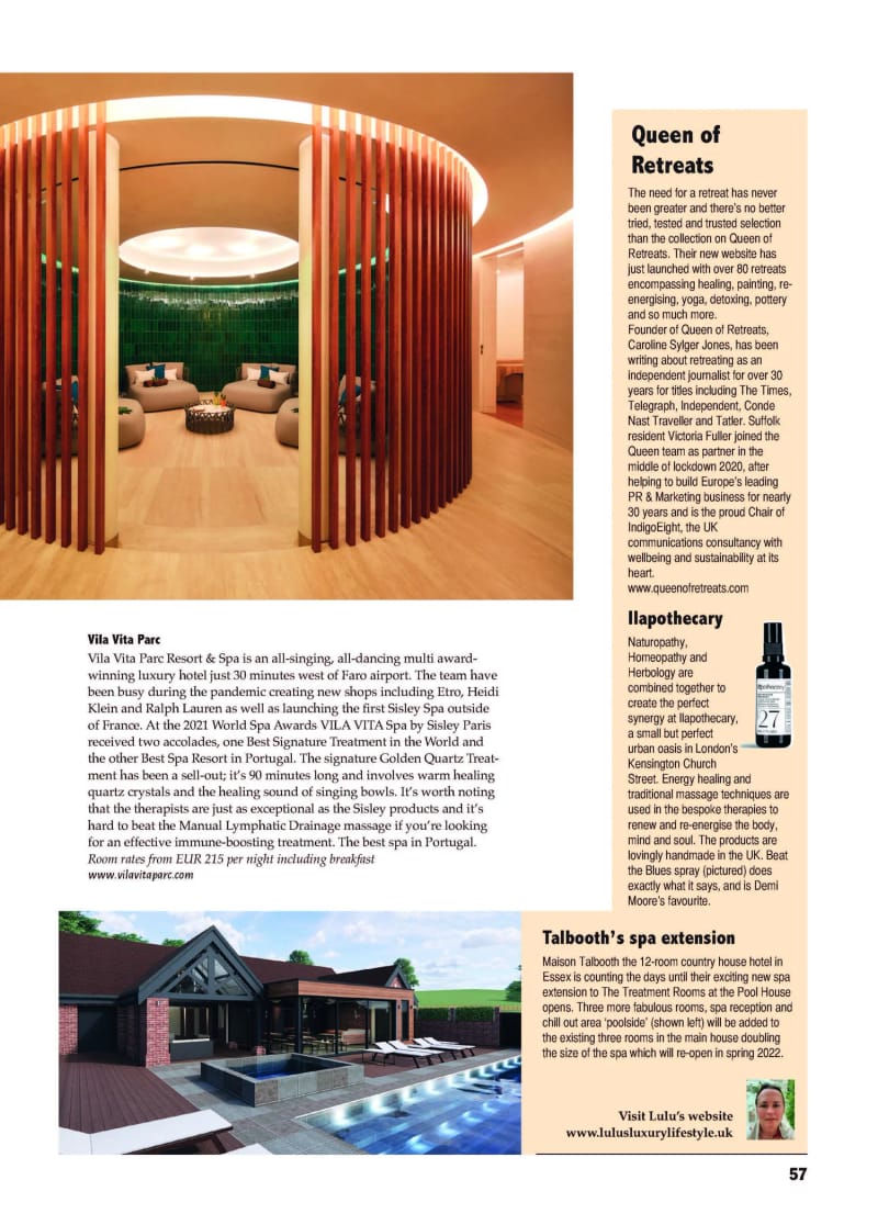 Spa News, Sisley Spa at Vila Vita Parc, Maison Talbooth and Ilapothecary