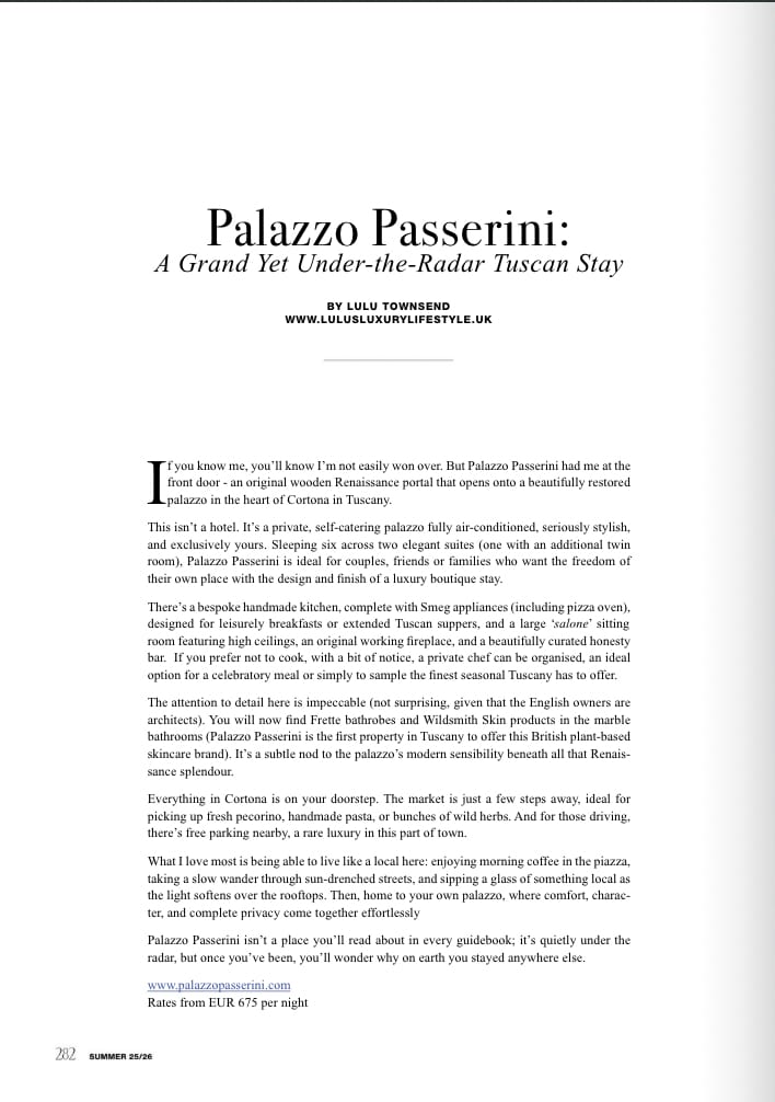 Dossier 2025, Palazzo Passerini, Cortona, Tuscany