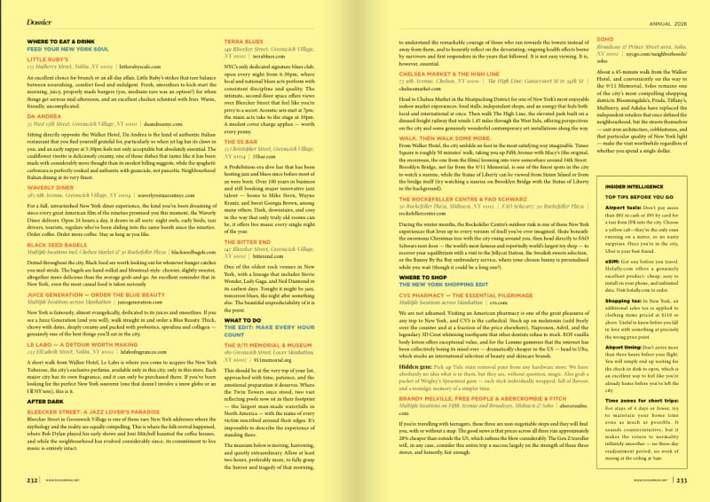 Dossier 2026, What to do in New York