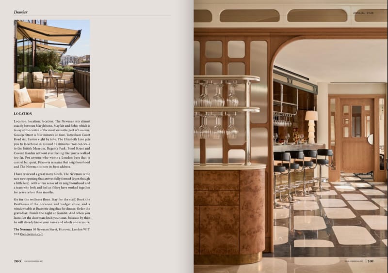 Dossier 2026, The Newman, London, fifth page of the feature