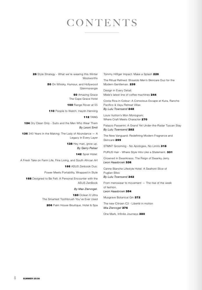 Dossier Man 2025, contents page