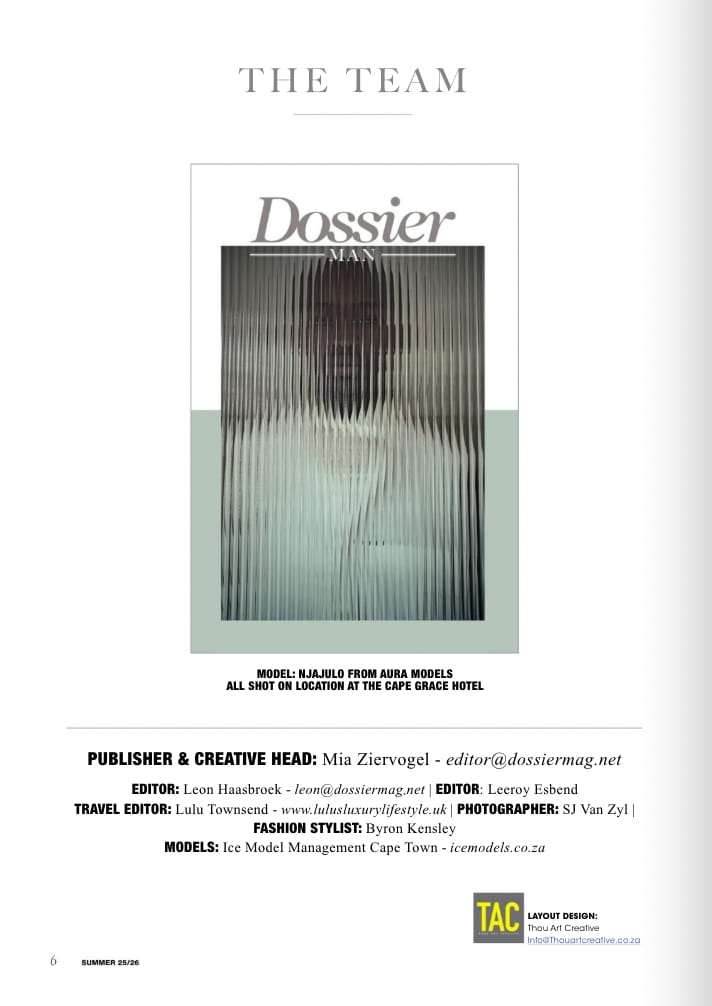 Dossier Man 2025, team page, Lulu Townsend as Travel Editor