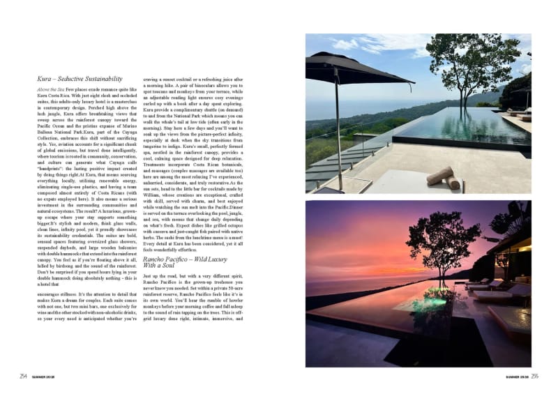 Dossier Man 2025, Costa Rica, infinity pools overlooking lush landscape and ocean