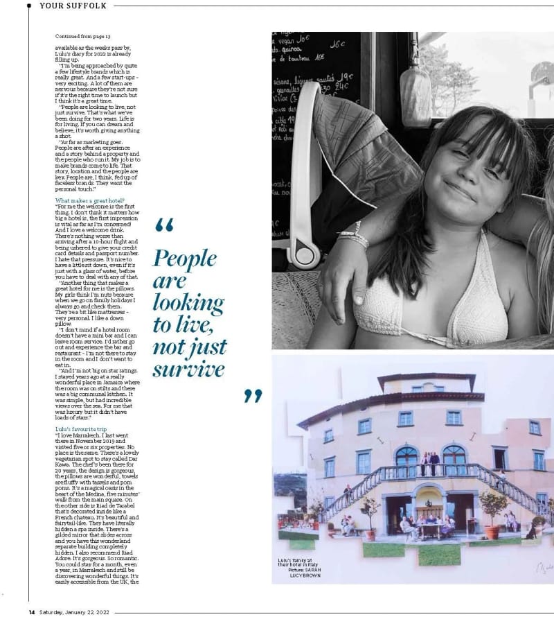 East Anglian Daily Times Weekend magazine, January 2022, third page