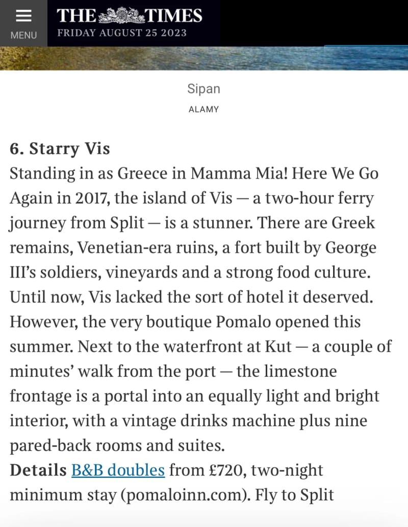 The Times Online, August 2023, Pomalo Inn