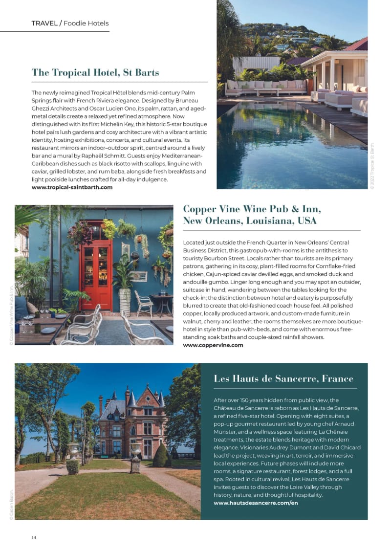 Wherever magazine, Lisbon issue, Top Foodie Hotels, third page