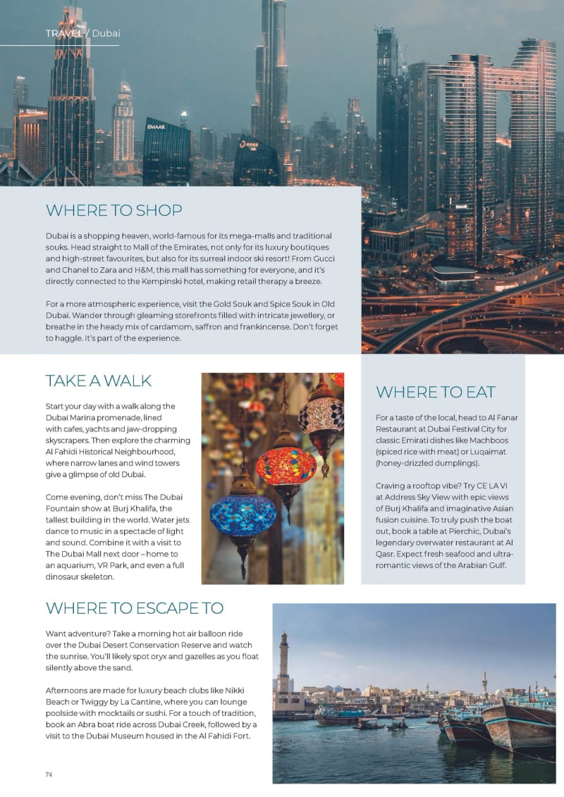 Wherever magazine, Algarve issue, A Weekend in Dubai, second page