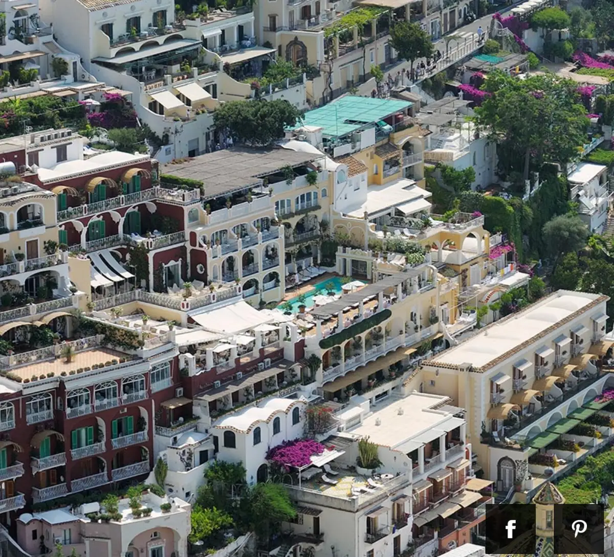 Aerial view of Le Sirenuse, Positano